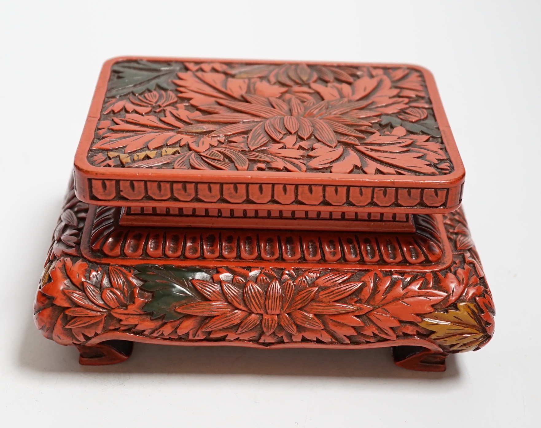 A 19th century Japanese lacquered and carved wood stand, 14.5cm